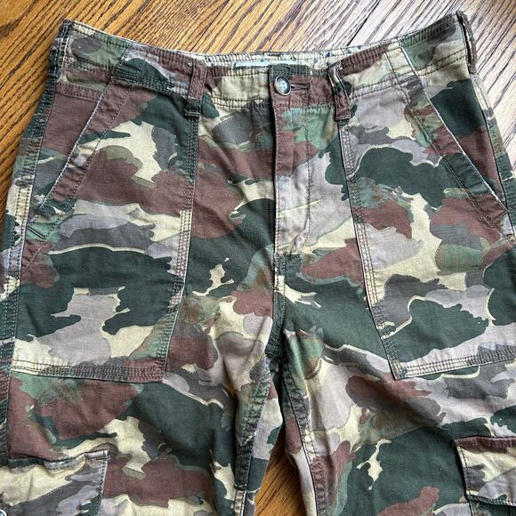 Anthropologie Pants Womens Camo Linen Blend Cargo Pocket Green Khaki Size 27100 - Picture 3 of 10